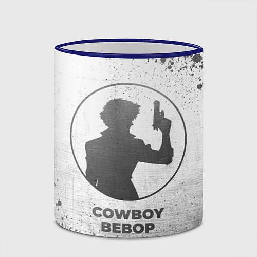 Кружка цветная Cowboy Bebop - white gradient / 3D-Синий кант – фото 2