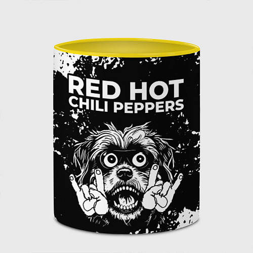 Кружка цветная Red Hot Chili Peppers рок пес / 3D-Белый + желтый – фото 2