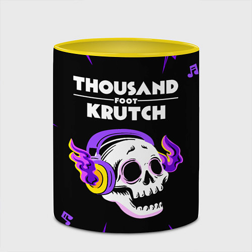 Кружка цветная Thousand Foot Krutch неоновый череп / 3D-Белый + желтый – фото 2