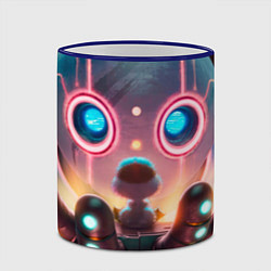 Кружка 3D Дикий робот и птенец, цвет: 3D-синий кант — фото 2