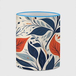 Кружка 3D Искусство листья абстракция, цвет: 3D-небесно-голубой кант — фото 2