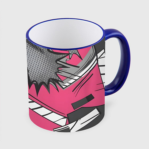 Кружка цветная Абстракция на розовом фоне / 3D-Синий кант – фото 1