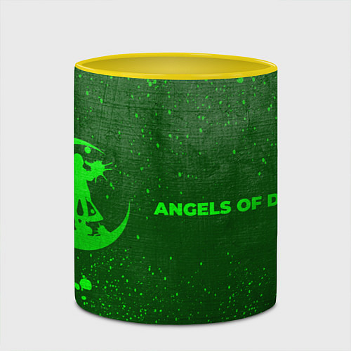 Кружка цветная Angels of Death - green gradient по-горизонтали / 3D-Белый + желтый – фото 2