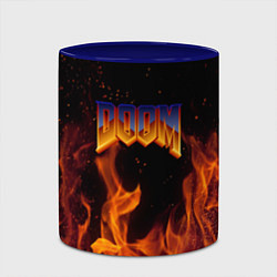 Кружка 3D Doom fire steel logo, цвет: 3D-белый + синий — фото 2