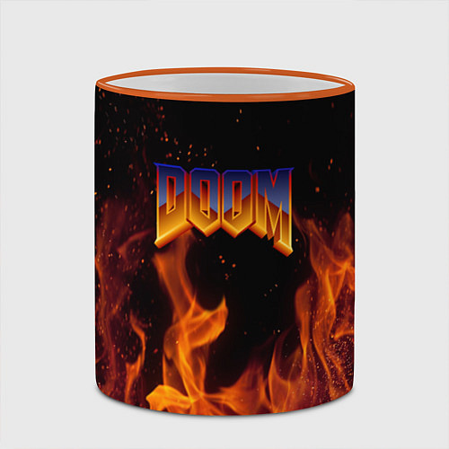 Кружка цветная Doom fire steel logo / 3D-Оранжевый кант – фото 2