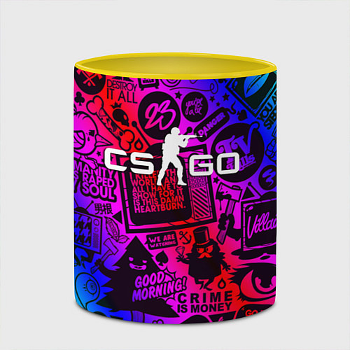 Кружка цветная CSGO tv show / 3D-Белый + желтый – фото 2