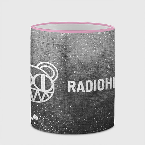 Кружка цветная Radiohead - grey gradient по-горизонтали / 3D-Розовый кант – фото 2