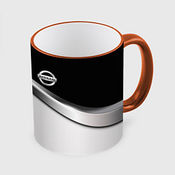 Кружка 3D Nissan logo auto, цвет: 3D-оранжевый кант