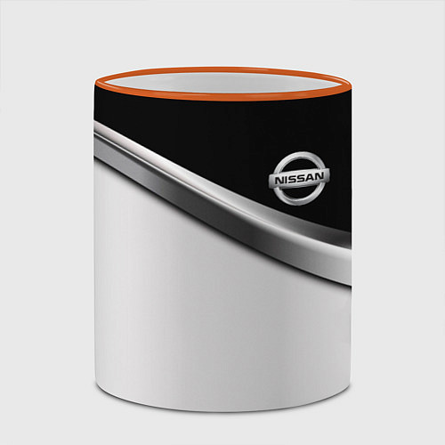 Кружка цветная Nissan logo auto / 3D-Оранжевый кант – фото 2
