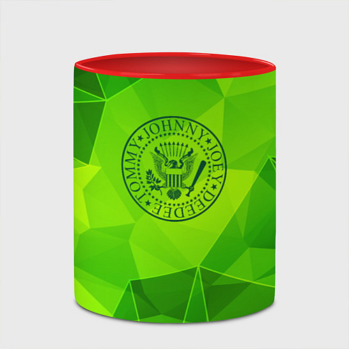 Кружка цветная Ramones green poly / 3D-Белый + красный – фото 2