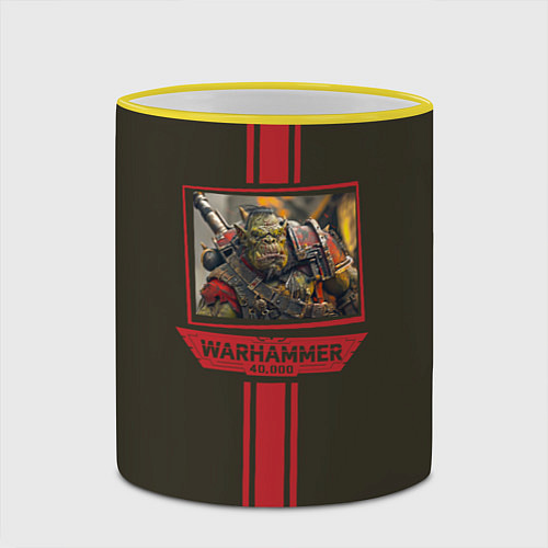 Кружка цветная Орк воин Warhammer / 3D-Желтый кант – фото 2