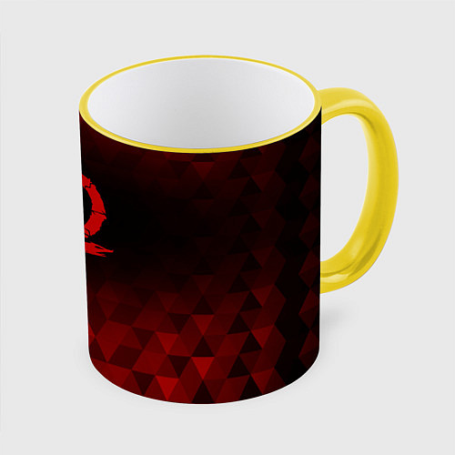 Кружка цветная God of War red poly / 3D-Желтый кант – фото 1