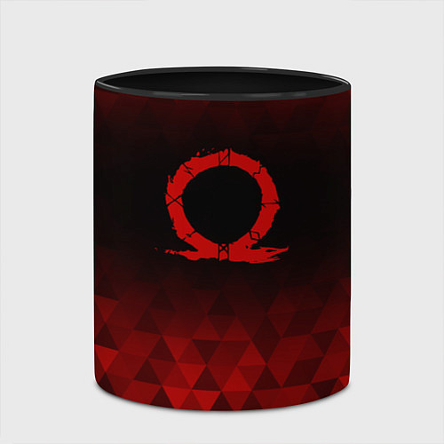 Кружка цветная God of War red poly / 3D-Белый + черный – фото 2