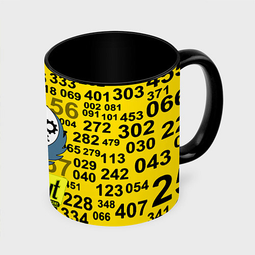 Кружка цветная Fallout pattern symbol / 3D-Белый + черный – фото 1