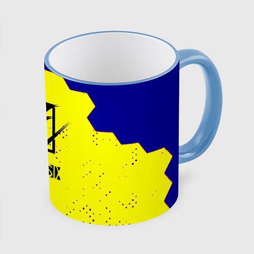 Кружка цветная Rainbow six hexagon steel / 3D-Небесно-голубой кант – фото 1