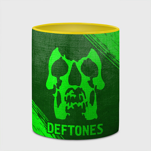 Кружка цветная Deftones - green gradient / 3D-Белый + желтый – фото 2
