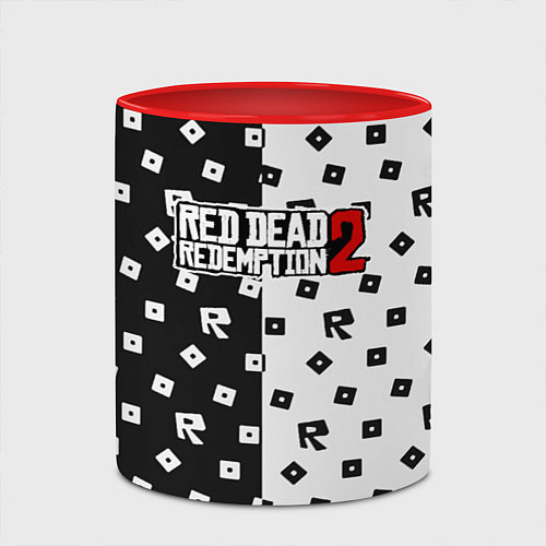 Кружка цветная Red Dead Redemption 2 pattern / 3D-Белый + красный – фото 2