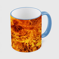 Кружка 3D Весь в огне, цвет: 3D-небесно-голубой кант