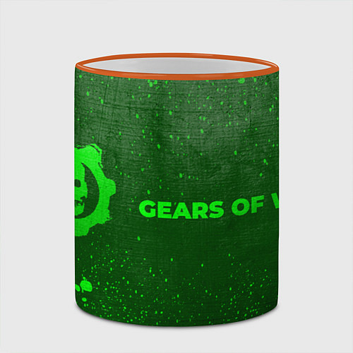 Кружка цветная Gears of War - green gradient по-горизонтали / 3D-Оранжевый кант – фото 2