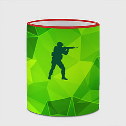 Кружка 3D Counter Strike green poly, цвет: 3D-красный кант — фото 2