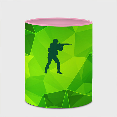 Кружка цветная Counter Strike green poly / 3D-Белый + розовый – фото 2