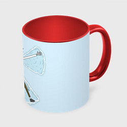 Кружка 3D Рик и Морти снег - бабочка, цвет: 3D-белый + красный