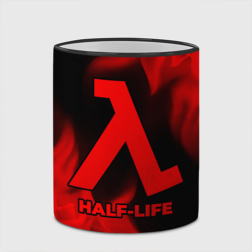 Кружка цветная Half-Life - red gradient / 3D-Черный кант – фото 2