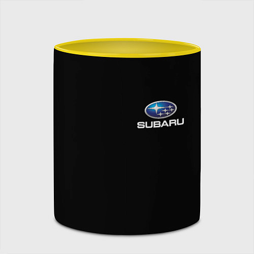 Кружка цветная Subaru logo auto / 3D-Белый + желтый – фото 2