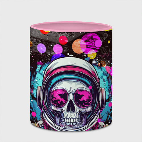 Кружка цветная Космонавт скелет в космосе / 3D-Белый + розовый – фото 2