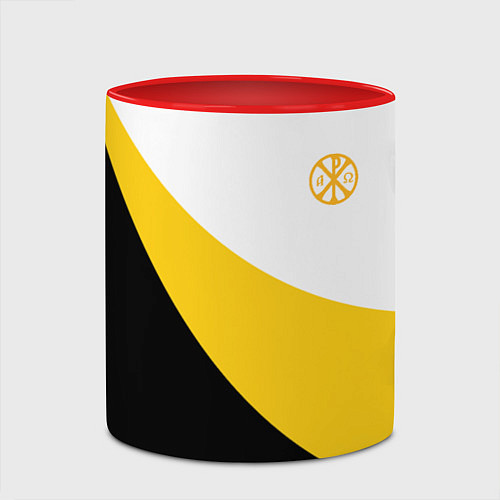 Кружка цветная Мы русские с нами Бог малая желтая хризма Николай / 3D-Белый + красный – фото 2