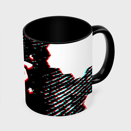 Кружка цветная Doom hexagon glitch color / 3D-Белый + черный – фото 1