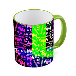 Кружка 3D Marshmello pattern neon steel, цвет: 3D-светло-зеленый кант