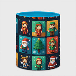 Кружка 3D Minecraft с новогодний паттерн, цвет: 3D-белый + небесно-голубой — фото 2