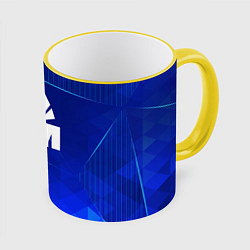 Кружка 3D Die Antwoord blue poly, цвет: 3D-желтый кант