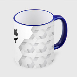 Кружка 3D Marshmello white poly, цвет: 3D-синий кант