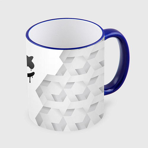 Кружка цветная Marshmello white poly / 3D-Синий кант – фото 1