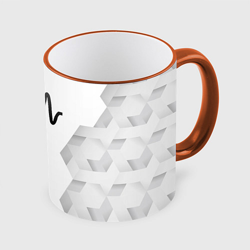 Кружка цветная Arctic Monkeys white poly / 3D-Оранжевый кант – фото 1
