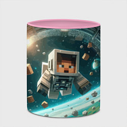 Кружка 3D An astronaut in outer space - Minecraft, цвет: 3D-белый + розовый — фото 2