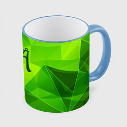 Кружка 3D Maneskin green poly, цвет: 3D-небесно-голубой кант