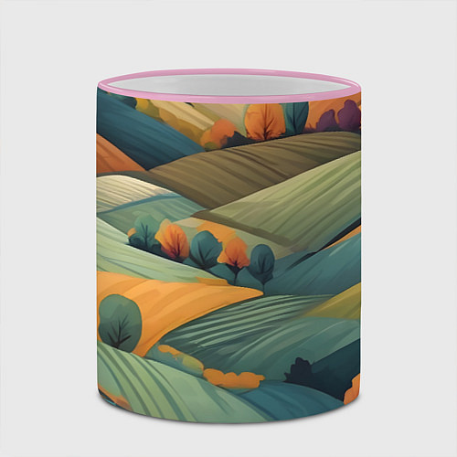 Кружка цветная Луга поля / 3D-Розовый кант – фото 2