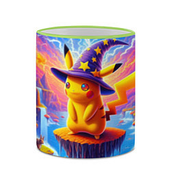 Кружка 3D Pikachu in a stargazers hat, цвет: 3D-светло-зеленый кант — фото 2