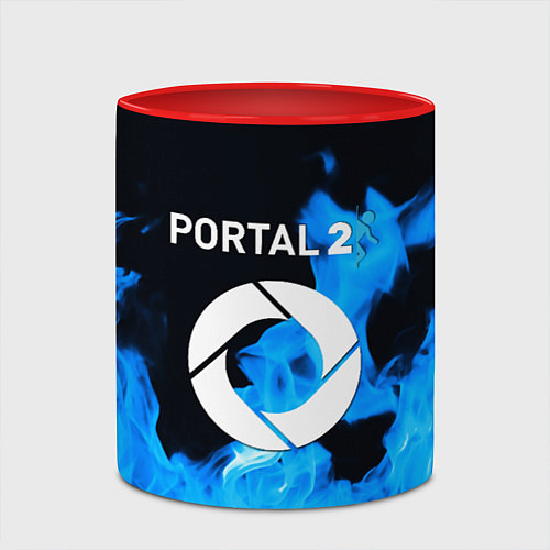 Кружка цветная Portal 2 blue flame / 3D-Белый + красный – фото 2