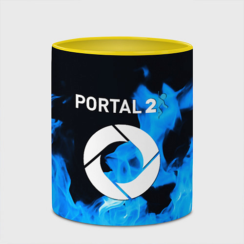 Кружка цветная Portal 2 blue flame / 3D-Белый + желтый – фото 2