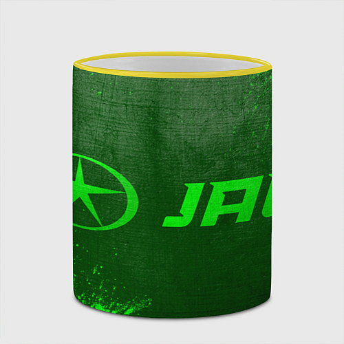 Кружка цветная JAC - green gradient по-горизонтали / 3D-Желтый кант – фото 2