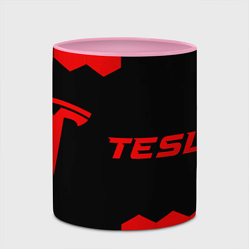 Кружка цветная Tesla - red gradient по-горизонтали / 3D-Белый + розовый – фото 2