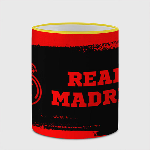 Кружка цветная Real Madrid - red gradient по-горизонтали / 3D-Желтый кант – фото 2