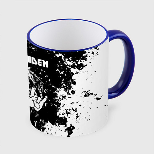 Кружка цветная Iron Maiden рок пес / 3D-Синий кант – фото 1