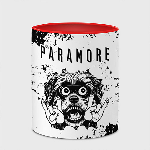 Кружка цветная Paramore - рок пес / 3D-Белый + красный – фото 2