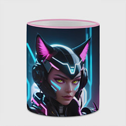 Кружка 3D Неон кибер девушка, цвет: 3D-розовый кант — фото 2