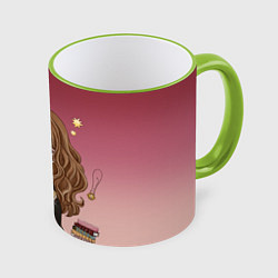 Кружка 3D Гермиона Грейнджер, цвет: 3D-светло-зеленый кант